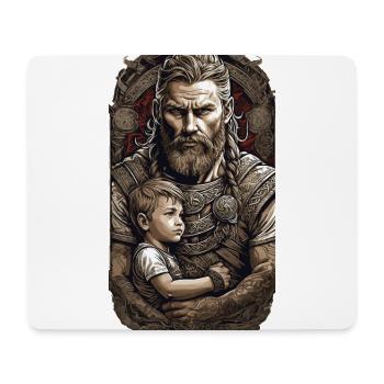 Wikinger Vater & Sohn - Kriegerhelden Familie - Mousepad (Querformat) - Weiß - Vorne