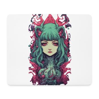 Dämon Goth Anime Girl Okkult Pastel Design - Mousepad (Querformat) - Weiß - Vorne