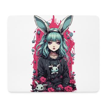 Kawaii Goth Anime Bunny Dark Magic Aesthetic - Mouse Pad (horizontal) - white - Front