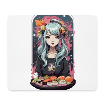 Anime Sushi Girl Kawaii Manga Japan Design - Mouse Pad (horizontal) - white - Front