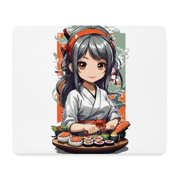Kawaii Anime Sushi Master Manga Design - Tapis de souris (format paysage) - blanc - Devant