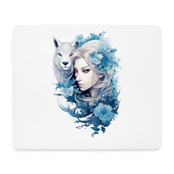 Mystische Wolfsschönheit - Mousepad (Querformat) - Weiß - Vorne