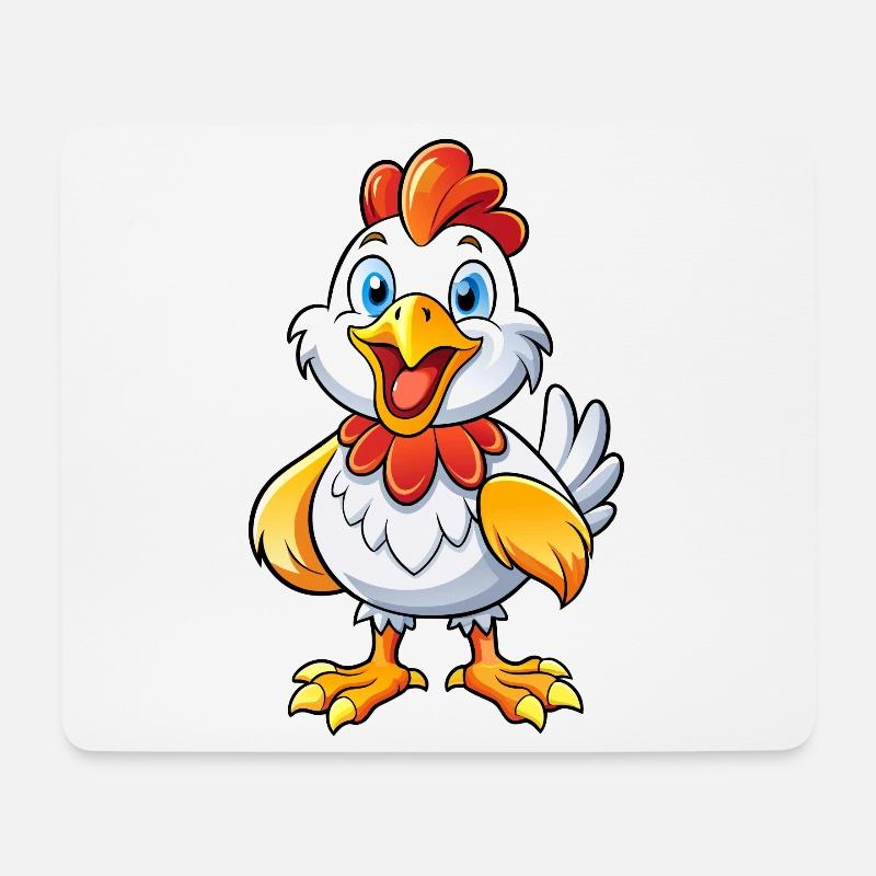Glückliches Huhn - Mousepad (Querformat) - Weiß