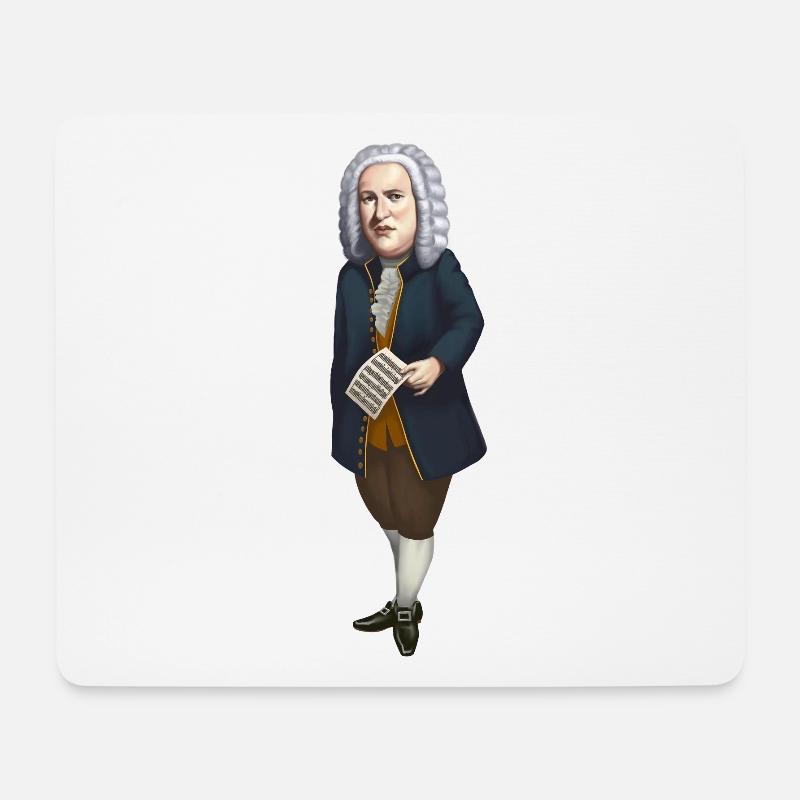 Johann Sebastian Bach im Cartoon Style - Mousepad (Querformat) - Weiß