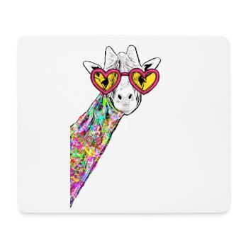 Zeichnung Süße Giraffe Bunt Hipster Mit Herzbrille - Mousepad (Querformat) - Weiß - Vorne