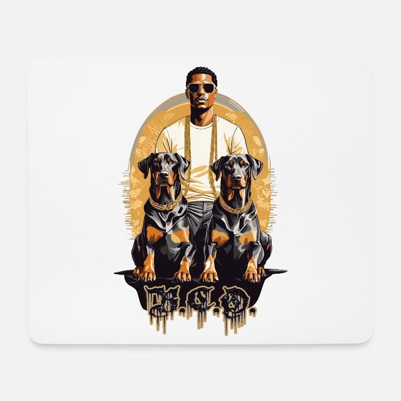 Rapper mit Dobermänner - Mousepad (Querformat) - Weiß