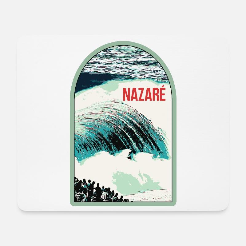 Wellen von Nazaré, Surfparadies - Mousepad (Querformat) - Weiß