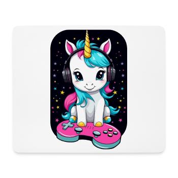 Cute Gamer Unicorn - Mouse Pad (horizontal) - white - Front