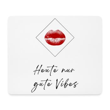Kussmund | Nur gute Vibes – Kussmund Design - Mousepad (Querformat) - Weiß - Vorne