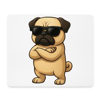 Cooler Mops Cartoon Gamer mit verschränkten Armen - Mousepad (Querformat) - Weiß - Vorne