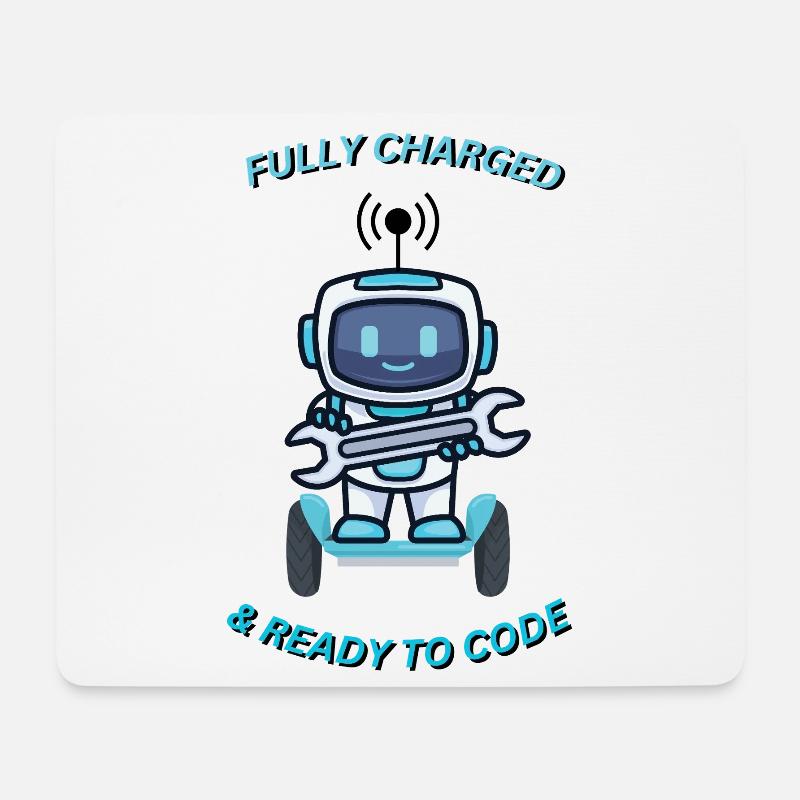 Robot with wrench - Mouse Pad (horizontal) - white