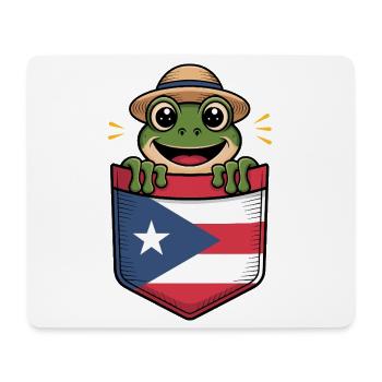 Puerto Rico Coqui Mit Strohhut In Flagge - Mousepad (Querformat) - Weiß - Vorne