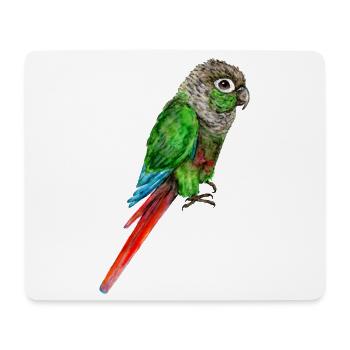 Watercolor drawing of a green-cheeked parakeet - Mouse Pad (horizontal) - white - Front