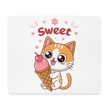 Chaton Glacé Sucré Kawaii - Tapis de souris (format paysage) - blanc - Devant