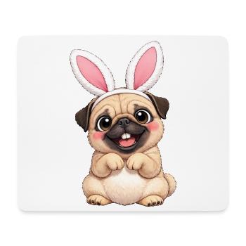 Süßer Mops Hund mit Hasenohren Ostern Cartoon - Mousepad (Querformat) - Weiß - Vorne