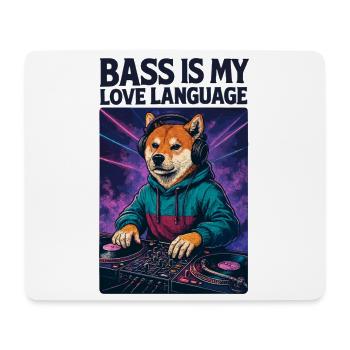 Shiba Inu DJ – Bass Is My Love Language - Mousepad (Querformat) - Weiß - Vorne