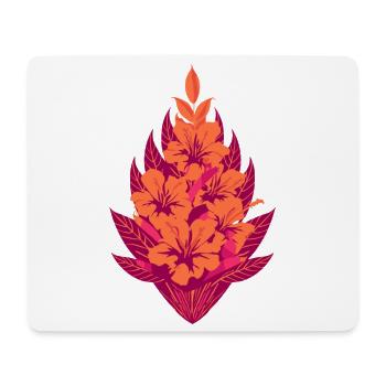 Flore des fleurs d’hibiscus orange - Tapis de souris (format paysage) - blanc - Devant