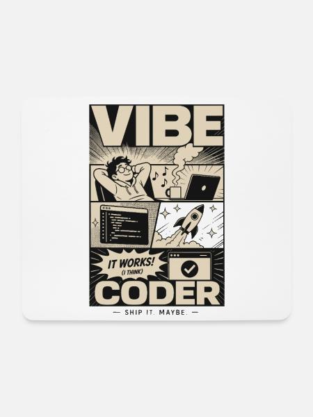 Vibe Coder Programmer Humor - Mousepad (Querformat) - Weiß