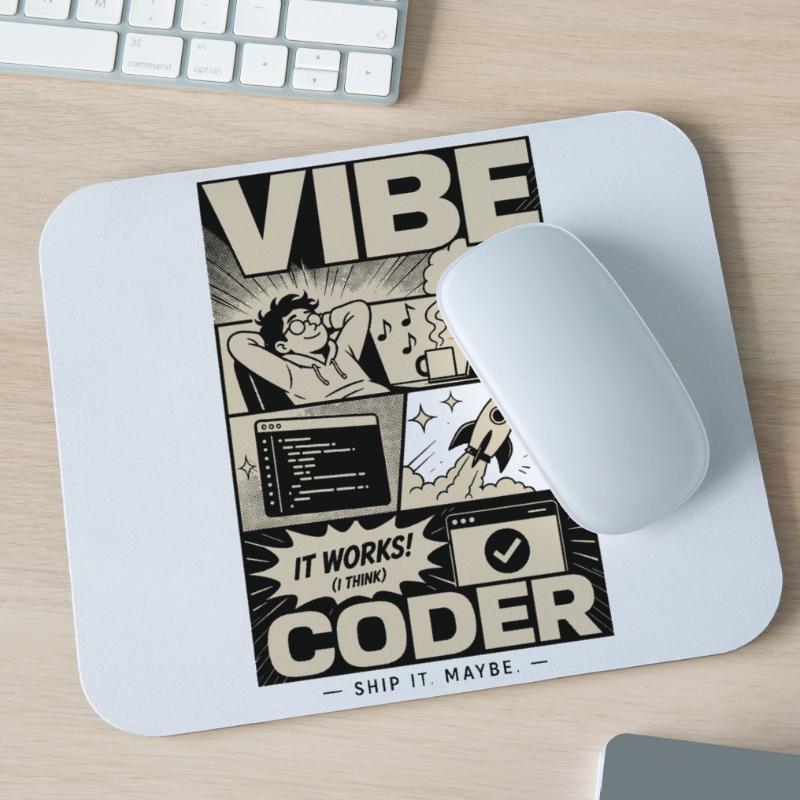 Vibe Coder Programmeur Humour Tapis de souris (format paysage)