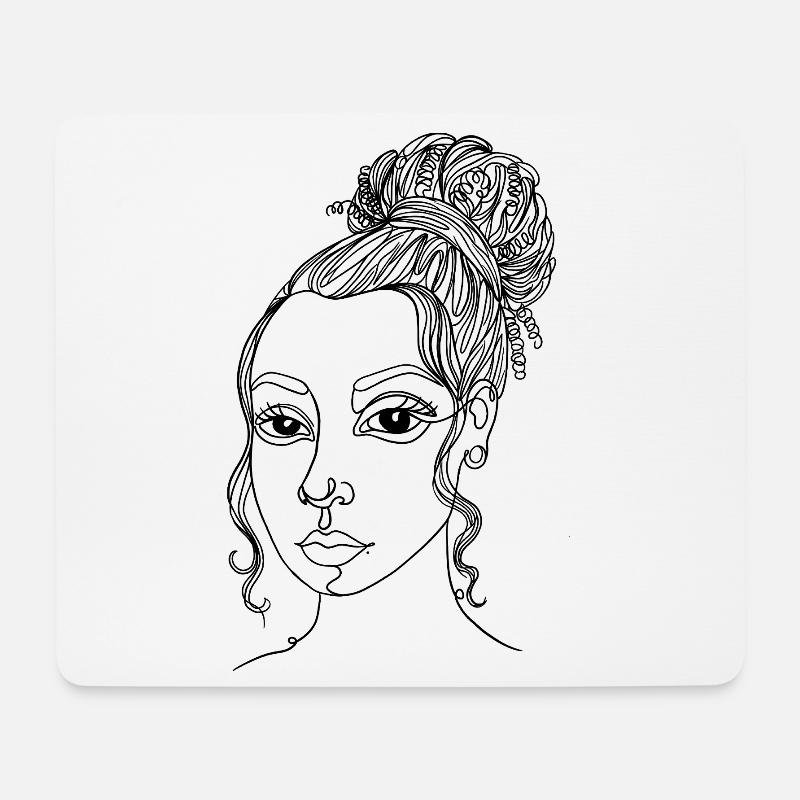 Abstract Woman One Line - Mouse Pad (horizontal) - white