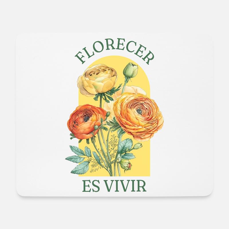 Florale Ranunkeln - Mousepad (Querformat) - Weiß