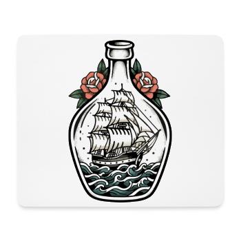 Boats in Bottle Tattoo Retro Sailboat Sea - Mouse Pad (horizontal) - white - Front