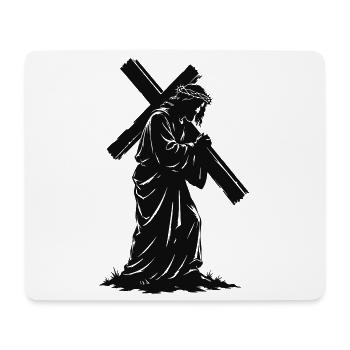 Kreuzsilhouette der Andacht - Mousepad (Querformat) - Weiß - Vorne
