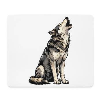 Howling Wolf Illustration - Mouse Pad (horizontal) - white - Front