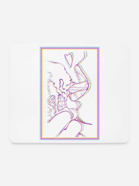 Genüsslich Eis essen - Mousepad (Querformat) - Weiß