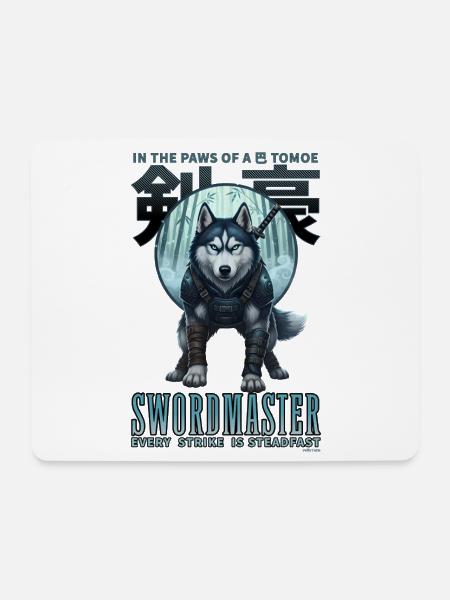 Samurai Husky Tomoe Schwertmeister-Design - Mousepad (Querformat) - Weiß