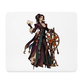 Steampunk Magierin im Uhrwerk-Design - Mousepad (Querformat) - Weiß - Vorne