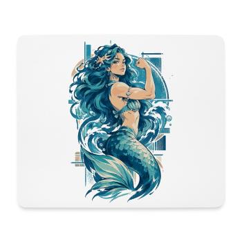Zarte Meerjungfrau zeigt starke Muskeln - Mousepad (Querformat) - Weiß - Vorne