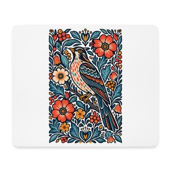 Gotische Whimsigoth-Raben-Krähe-Blumenvogelkunst - Mousepad (Querformat) - Weiß - Vorne