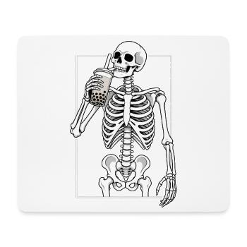 Bubble Tea Pause mit Skelett - Mousepad (Querformat) - Weiß - Vorne