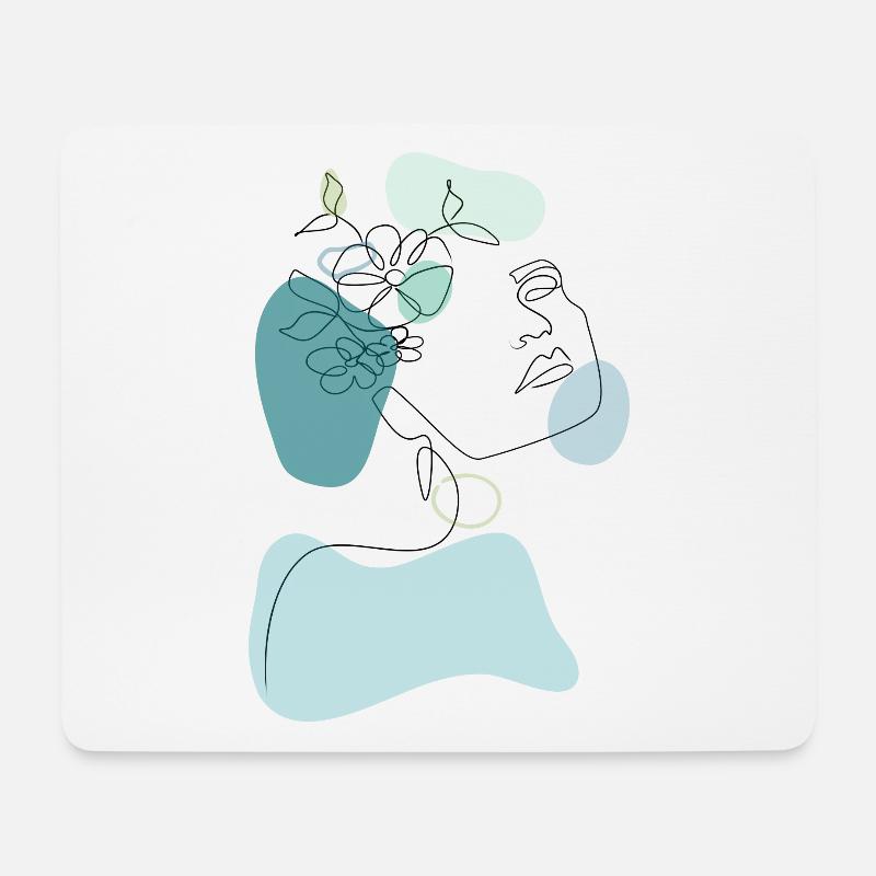Minimalistische OneLine-Art und Line-Art Kunst - Mousepad (Querformat) - Weiß