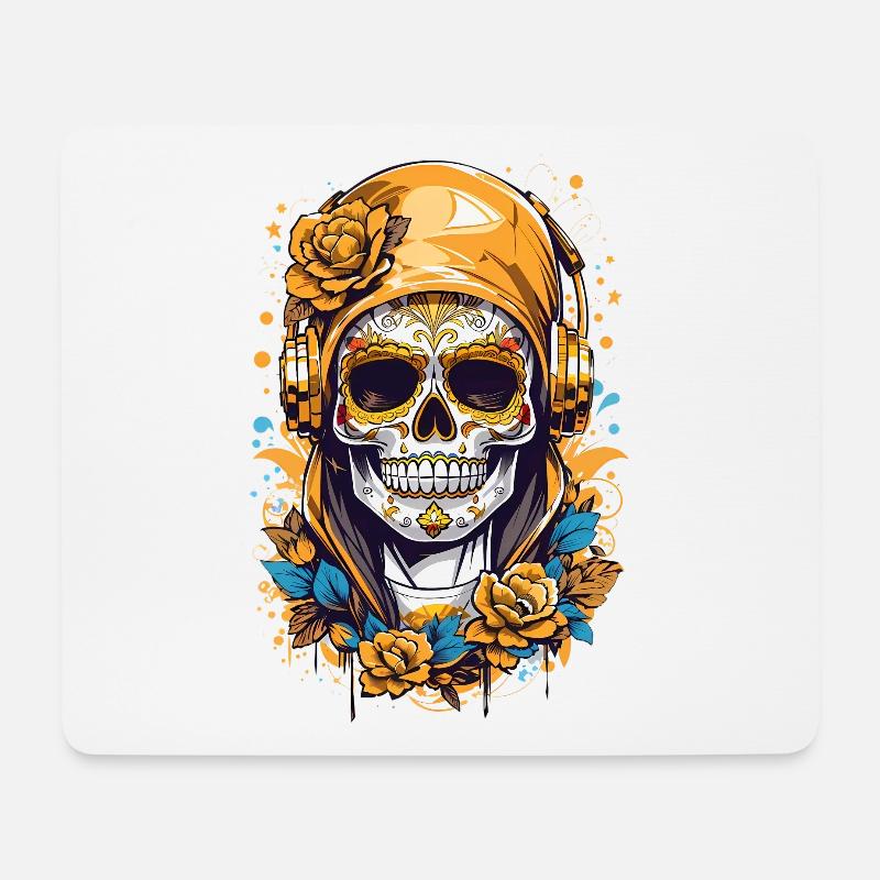Goldene Zucker Schädel - Mousepad (Querformat) - Weiß