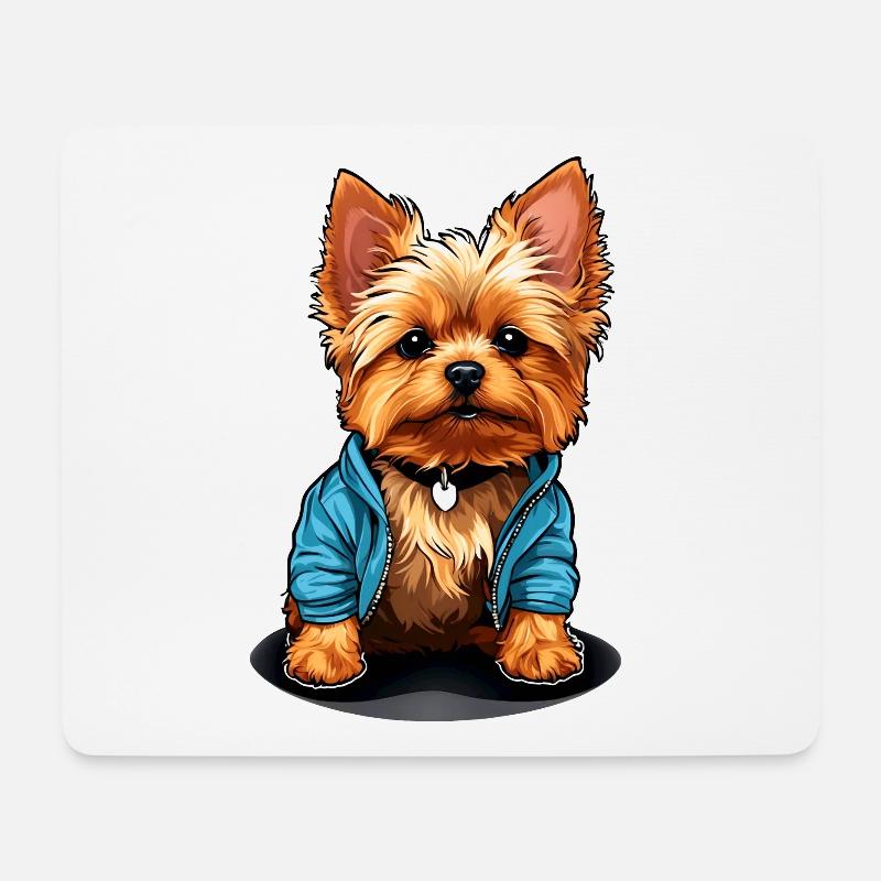 Süßer Yorkie Yorkshire Terrier im Freizeitlook - Mousepad (Querformat) - Weiß