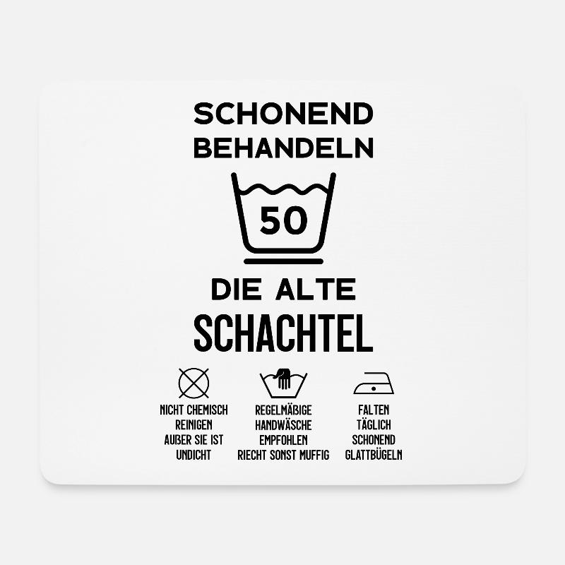 50. GEBURTSTAG SCHONEND BEHANDELN ALTE SCHACHTEL - Mousepad (Querformat) - Weiß
