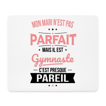 Mon mari n'est pas parfait mais il est gymnaste - Tapis de souris (format paysage) - blanc - Devant