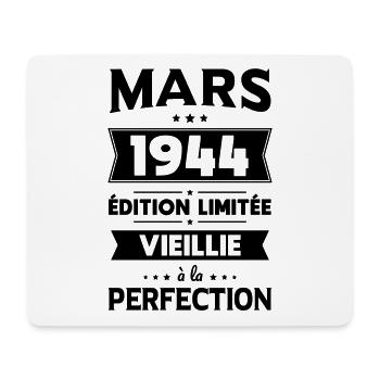 Anniversaire 80 ans - Mars 1944 Perfection - Tapis de souris (format paysage) - blanc - Devant