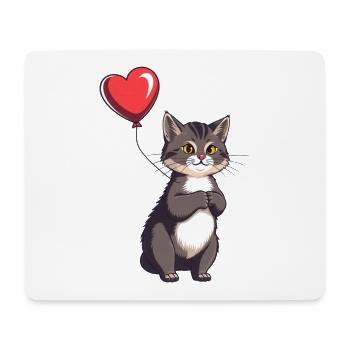 Katze mit Herz Ballon Geschenk Geburtstag - Mousepad (Querformat) - Weiß - Vorne