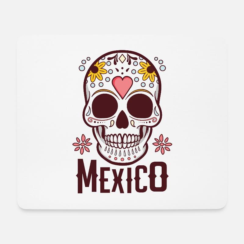 Sugar Skull Mexiko - Mousepad (Querformat) - Weiß