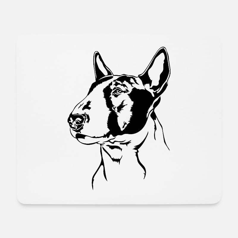 BULLTERRIER Hunde Portrait Wilsigns - Mousepad (Querformat) - Weiß