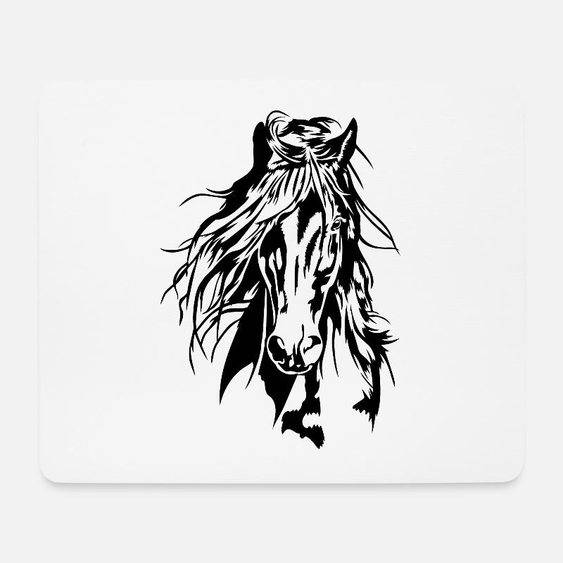 PFERD Portrait Pferde Reiter Wilsigns - Mousepad (Querformat) - Weiß