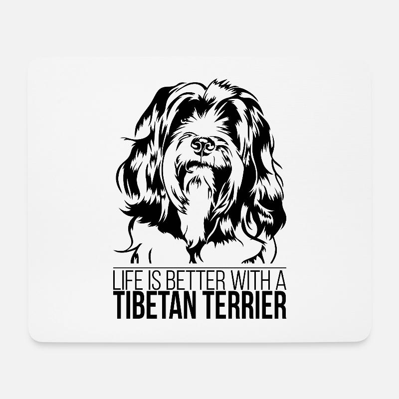 Tibetan Terrier life is better Hunde Wilsigns - Mousepad (Querformat) - Weiß
