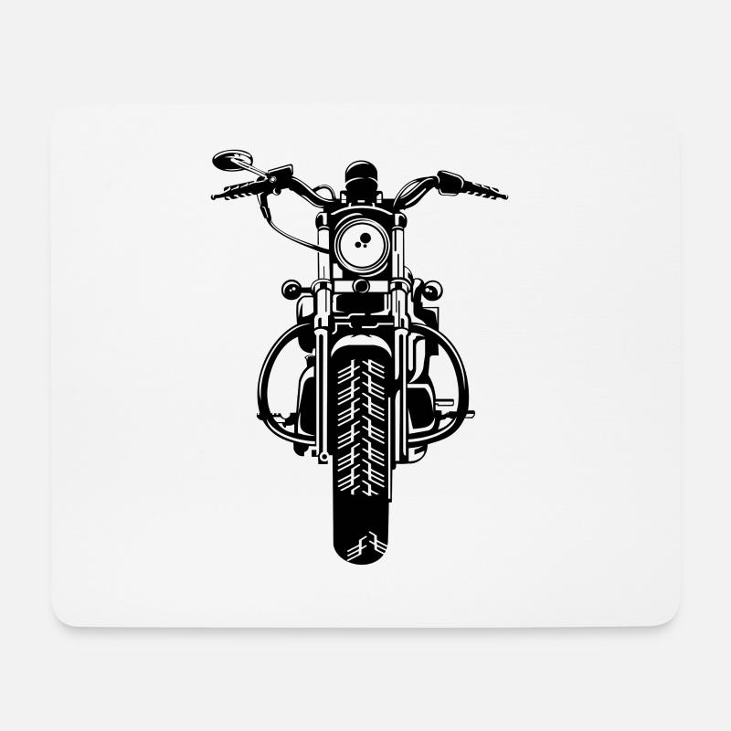 Chopper / Motorrad 07_schwarz weiß - Mousepad (Querformat) - Weiß