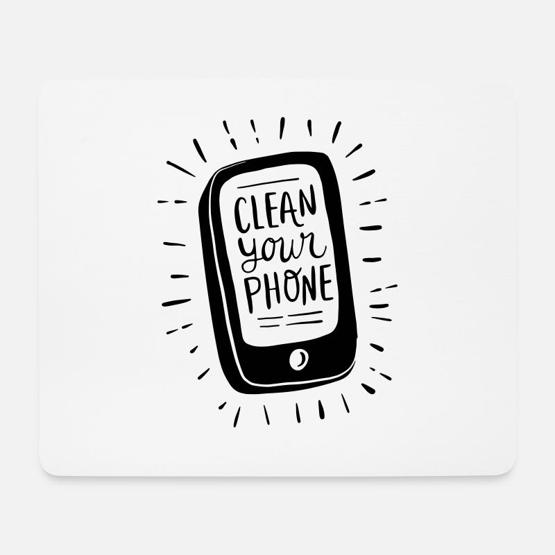 Clean your Phone!! - Mousepad (Querformat) - Weiß