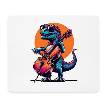 Dino Cellist with Sunglasses Design - Mouse Pad (horizontal) - white - Front