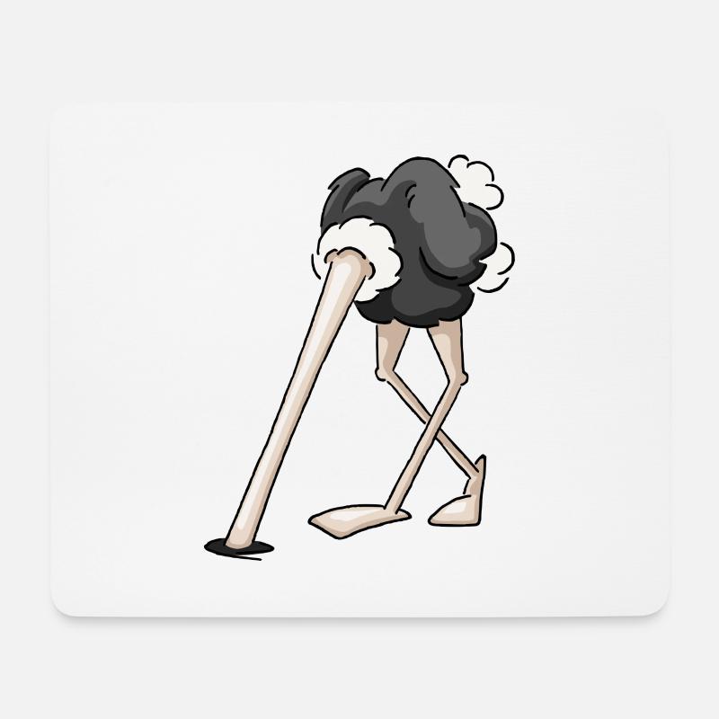 cooler Vogel Strauß Kopf im Sand lustig Geschenk - Mousepad (Querformat) - Weiß