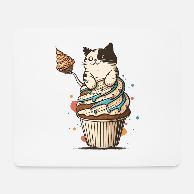 Cupcake Katze - Mousepad (Querformat) - Weiß